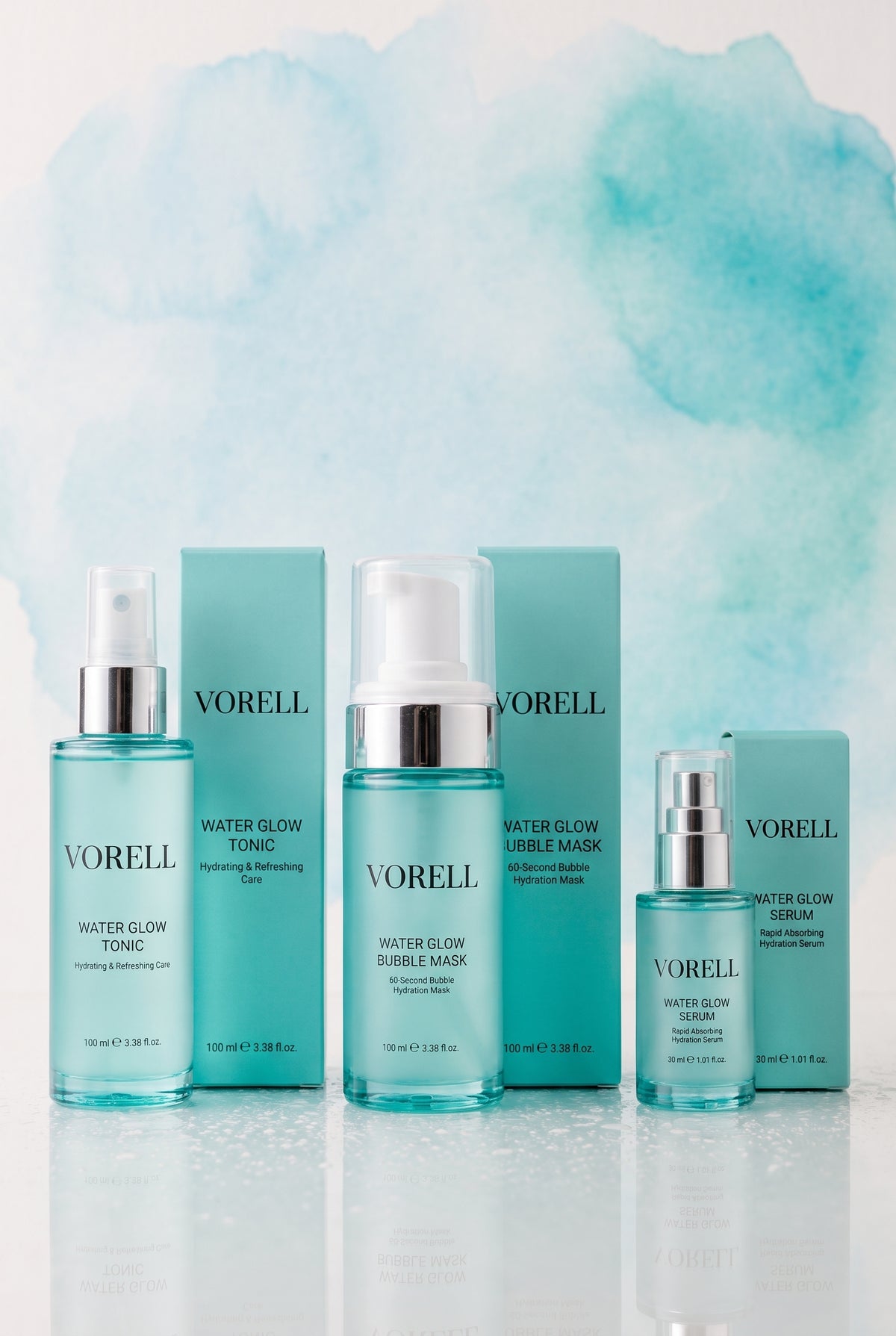 The Glow Ritual 3'lü set: Water Glow Tonic 100 ml, Water Glow Serum 30 ml ve Water Glow Bubble Mask 100 ml